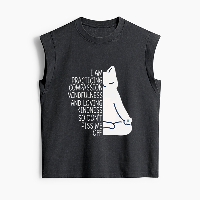 Tokyo-Tiger Calm Black Cat With Anger Issues Women's Washed Tank Tops