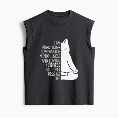 Tokyo-Tiger Calm Black Cat With Anger Issues Women's Washed Tank Tops