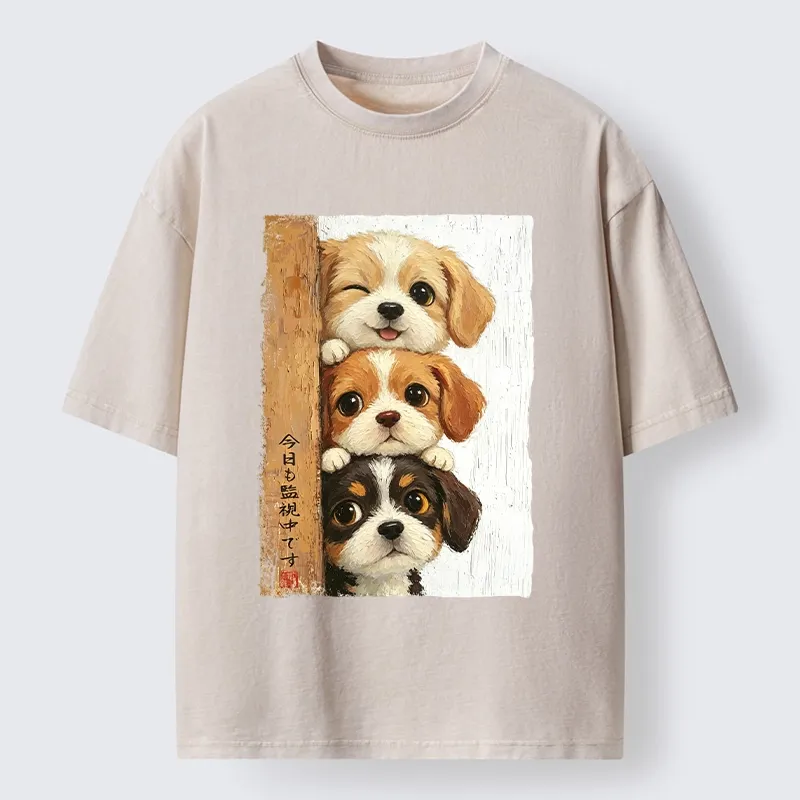 Tokyo-Tiger Dog Squad Watching You Washed T-Shirt