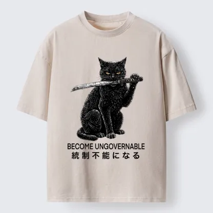 Tokyo-Tiger Black Cat Chaos Mode On Washed T-Shirt