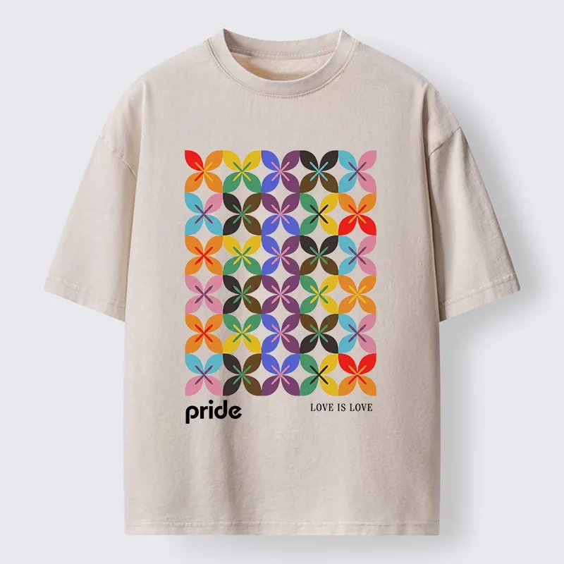 Tokyo-Tiger Pride Geometric Flower Pattern Washed T-Shirt Sale