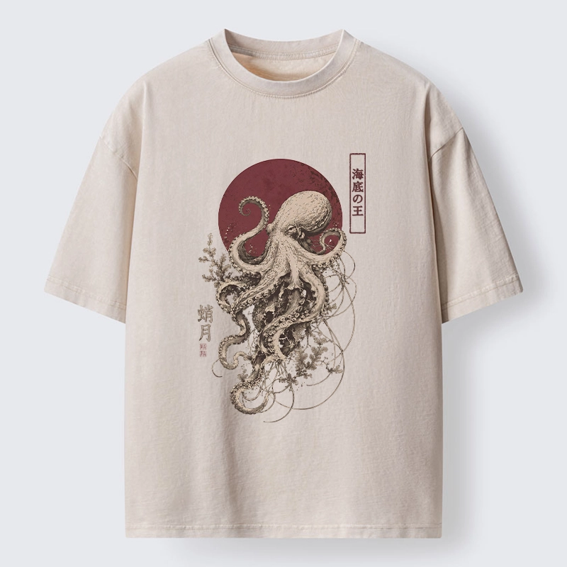 Tokyo-Tiger Deep Sea King Octopus Washed T-Shirt
