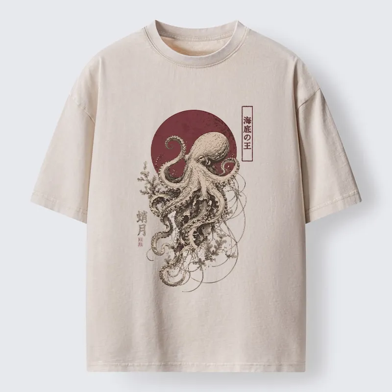 Tokyo-Tiger Deep Sea King Octopus Washed T-Shirt