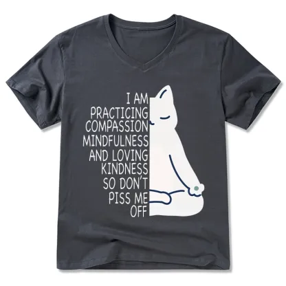 Tokyo-Tiger Calm Black Cat With Anger Issues V-Neck Classic T-Shirt