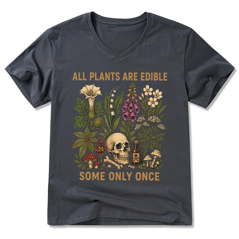 Tokyo-Tiger Edible Plants Some Only Once Joke V-Neck Classic T-Shirt