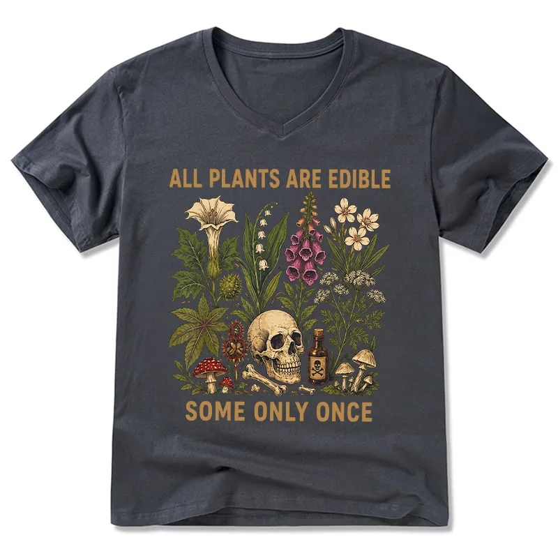 Tokyo-Tiger Edible Plants Some Only Once Joke V-Neck Classic T-Shirt