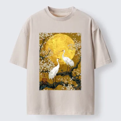 Tokyo-Tiger Traditional Japanese Crane Art Washed T-Shirt