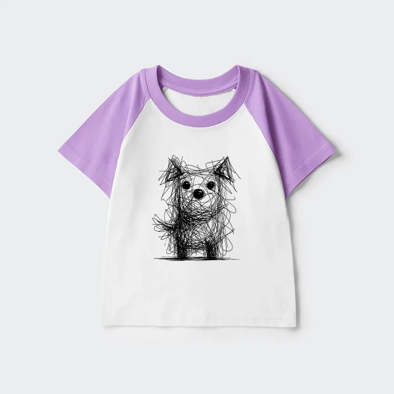 Tokyo-Tiger Scruffy Dog Chaos Art Kids Raglan T-shirt Sale
