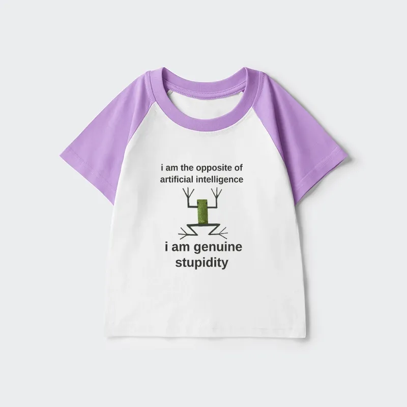Tokyo-Tiger Genuine Stupidity Frog Meme Kids Raglan T-shirt