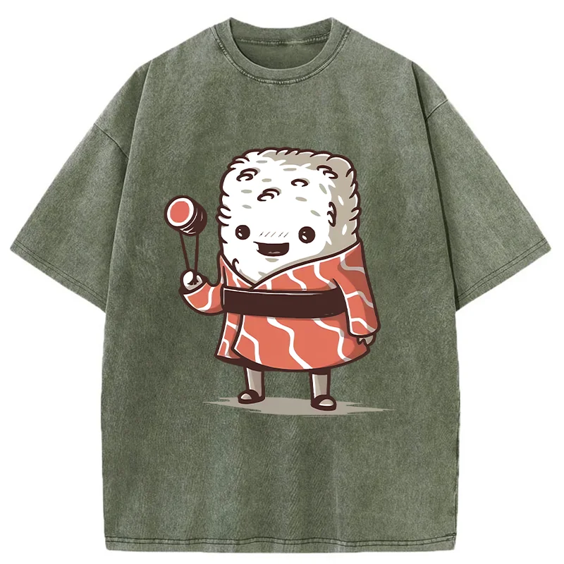 Tokyo-Tiger Delicious And Funny Sushi Washed T-Shirt