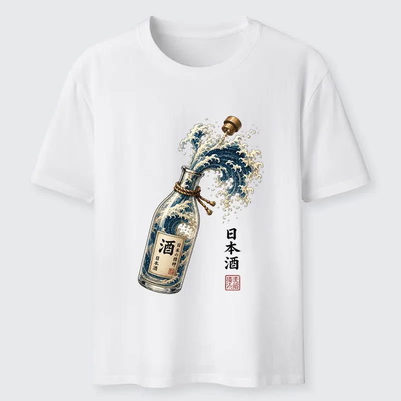 Tokyo-Tiger Ocean Wave Poured From A Sake Bottle Classic T-Shirt