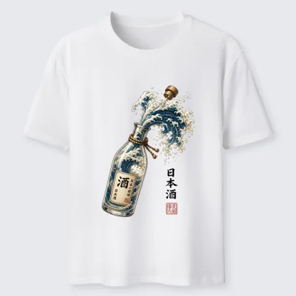 Tokyo-Tiger Ocean Wave Poured From A Sake Bottle Classic T-Shirt