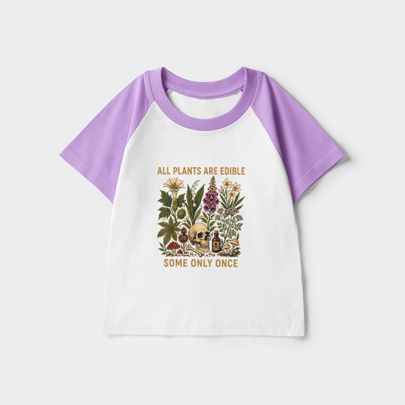 Tokyo-Tiger Edible Plants Some Only Once Joke Kids Raglan T-shirt