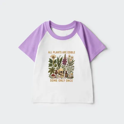 Tokyo-Tiger Edible Plants Some Only Once Joke Kids Raglan T-shirt