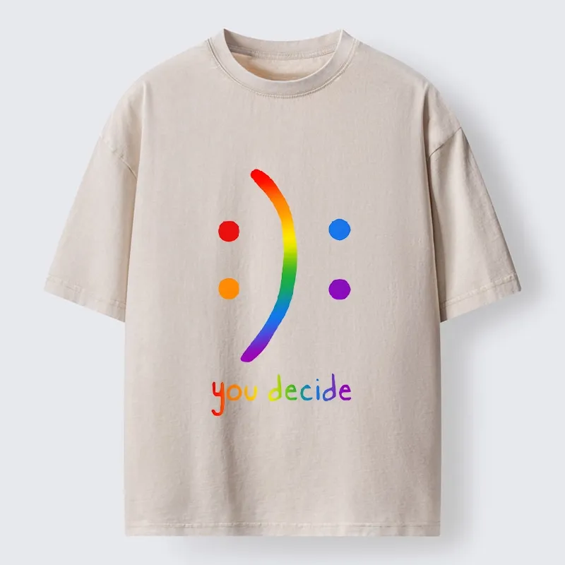 Tokyo-Tiger Colorful Rainbow Emoji You Decide Washed T-Shirt