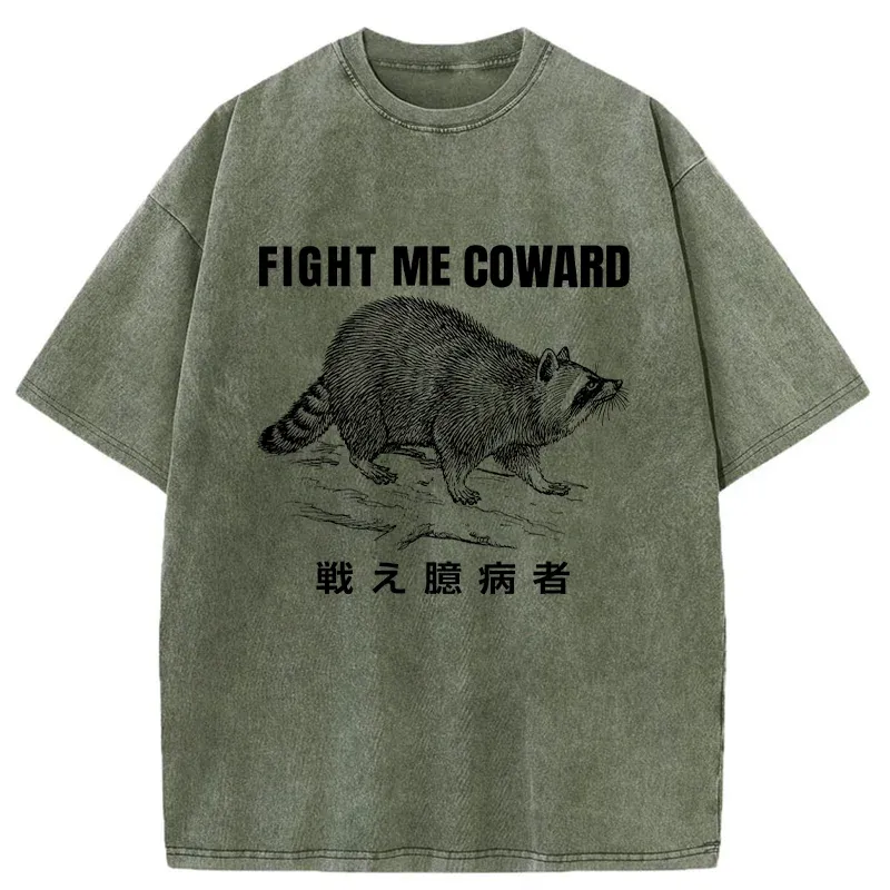 Tokyo-Tiger Fight Raccoon Japanese Washed T-Shirt