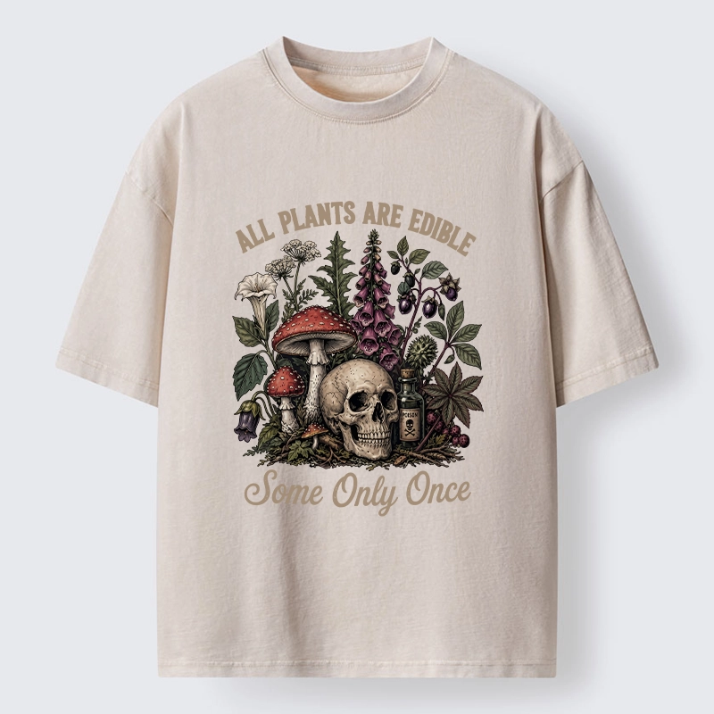 Tokyo-Tiger Poisonous Plants And Skull Dark Humor Washed T-Shirt