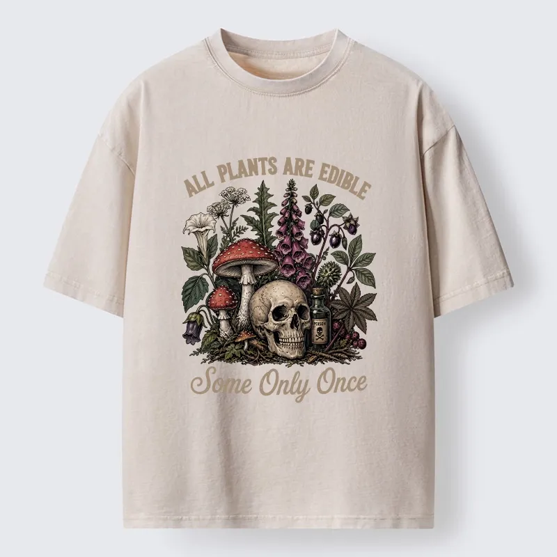 Tokyo-Tiger Poisonous Plants And Skull Dark Humor Washed T-Shirt