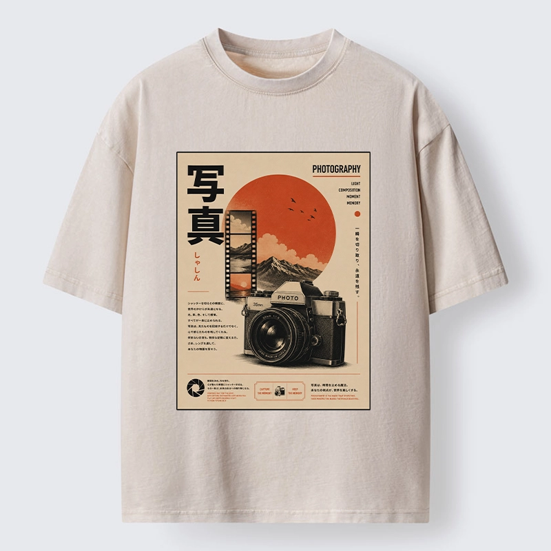 Tokyo-Tiger Vintage Japanese Photography Camera Poster Washed T-Shirt