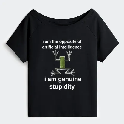 Tokyo-Tiger Genuine Stupidity Frog Meme Off Shoulder T-Shirt