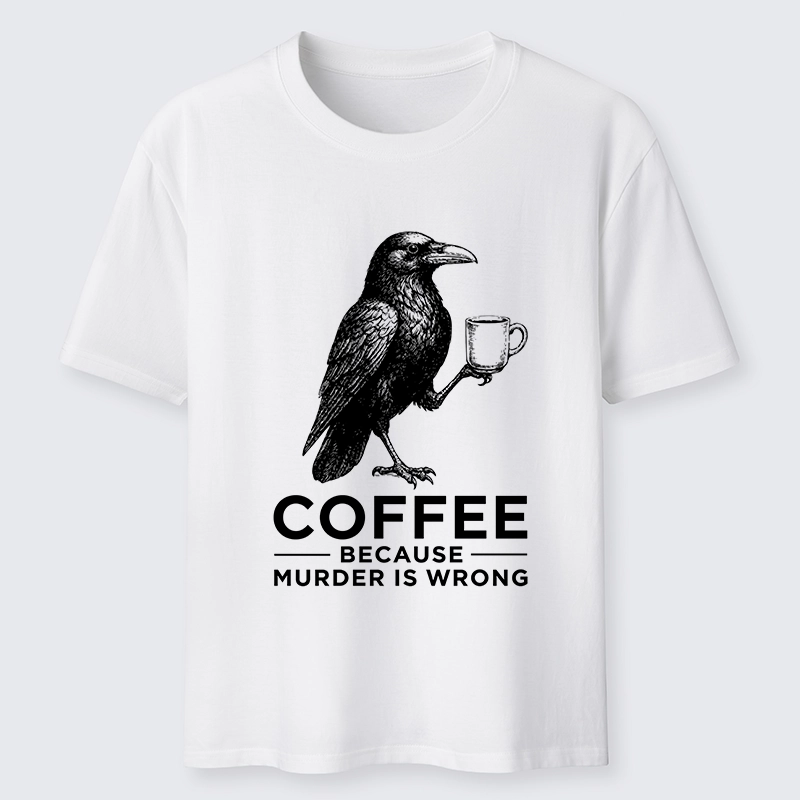 Tokyo-Tiger Raven Holding Coffee Life Mood Classic T-Shirt