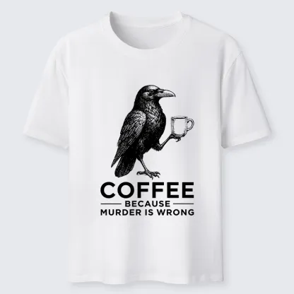 Tokyo-Tiger Raven Holding Coffee Life Mood Classic T-Shirt