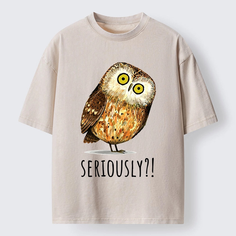 Tokyo-Tiger Seriously Confused Owl Meme Art Washed T-Shirt