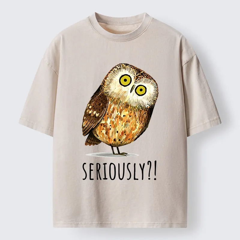 Tokyo-Tiger Seriously Confused Owl Meme Art Washed T-Shirt