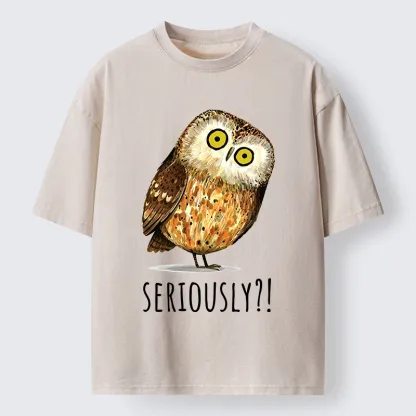 Tokyo-Tiger Seriously Confused Owl Meme Art Washed T-Shirt