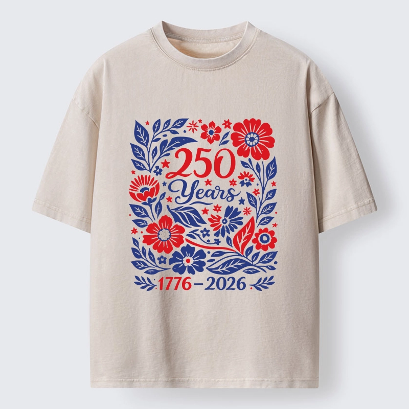 Tokyo-Tiger Floral 250 Years USA Celebration Washed T-Shirt