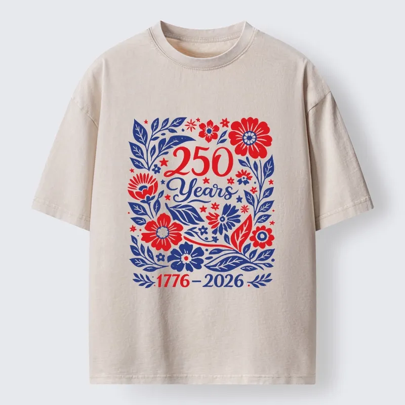 Tokyo-Tiger Floral 250 Years USA Celebration Washed T-Shirt Sale