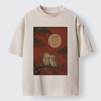 Tokyo-Tiger Loving Owls On A Pine Tree Branch Washed T-Shirt