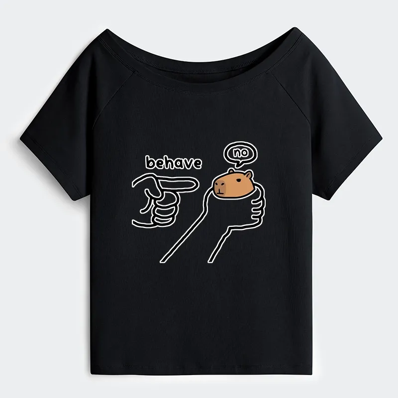 Tokyo-Tiger Dishonest Capybara Off Shoulder T-Shirt