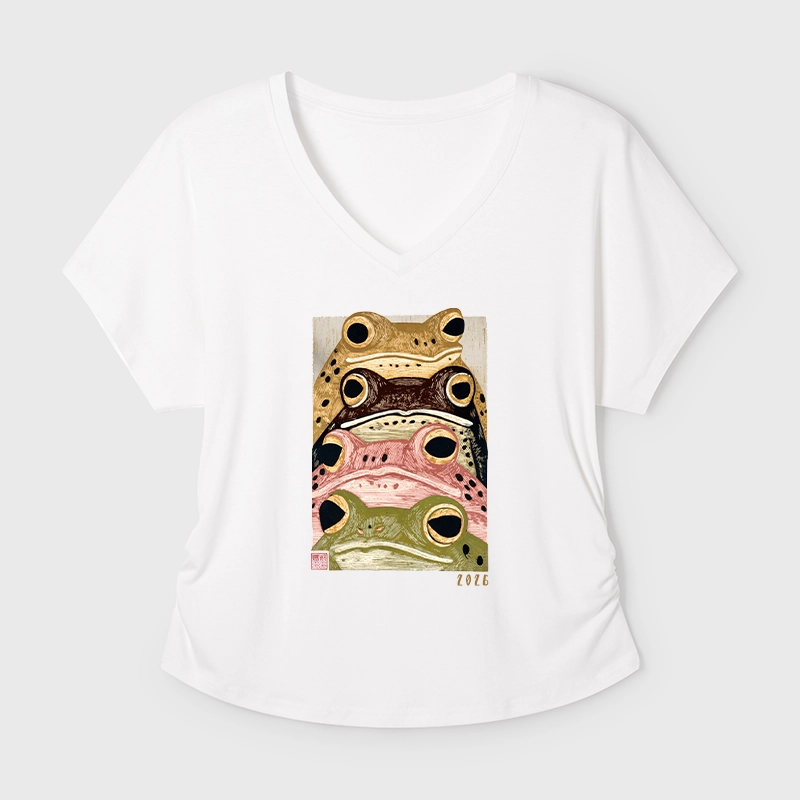 Tokyo-Tiger Whimsical Multi Colored Frog Art Modal Dolman Sleeve T-Shirt