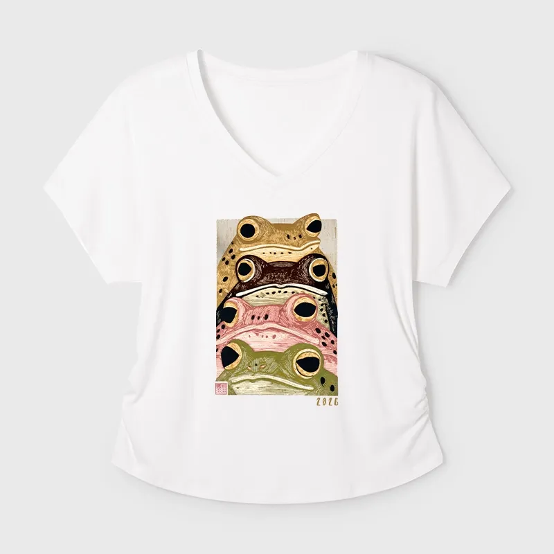 Tokyo-Tiger Whimsical Multi Colored Frog Art Modal Dolman Sleeve T-Shirt