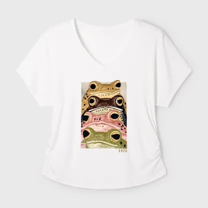 Tokyo-Tiger Whimsical Multi Colored Frog Art Modal Dolman Sleeve T-Shirt