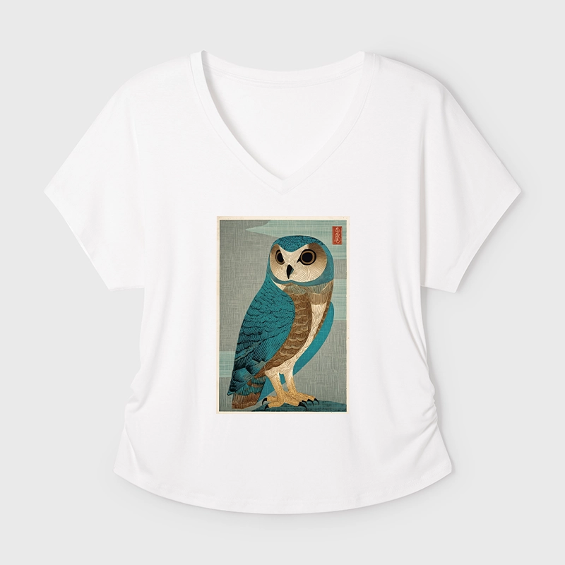 Tokyo-Tiger Vintage Owl Woodblock Art Modal Dolman Sleeve T-Shirt