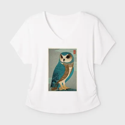 Tokyo-Tiger Vintage Owl Woodblock Art Modal Dolman Sleeve T-Shirt