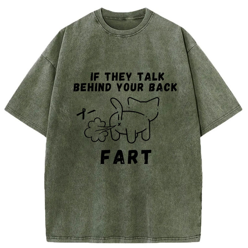 Tokyo-Tiger Funny Farting Cat Washed T-Shirt