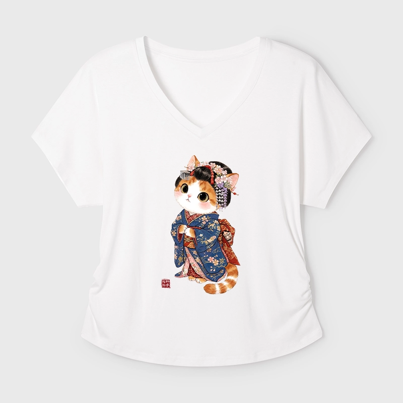 Tokyo-Tiger Cat Dressed As A Geisha Funny Modal Dolman Sleeve T-Shirt