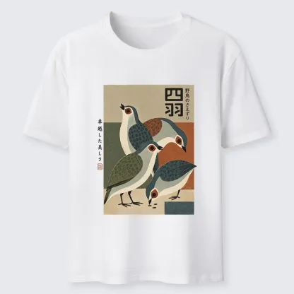 Tokyo-Tiger Four Birds In Vintage Japanese Style Classic T-Shirt