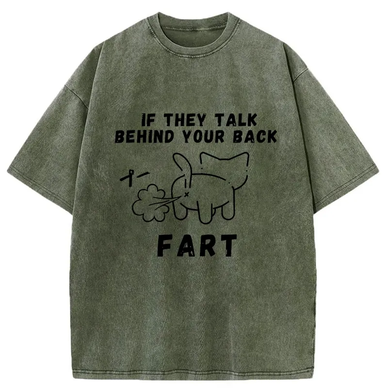 Tokyo-Tiger Funny Farting Cat Washed T-Shirt