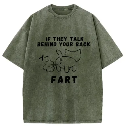 Tokyo-Tiger Funny Farting Cat Washed T-Shirt