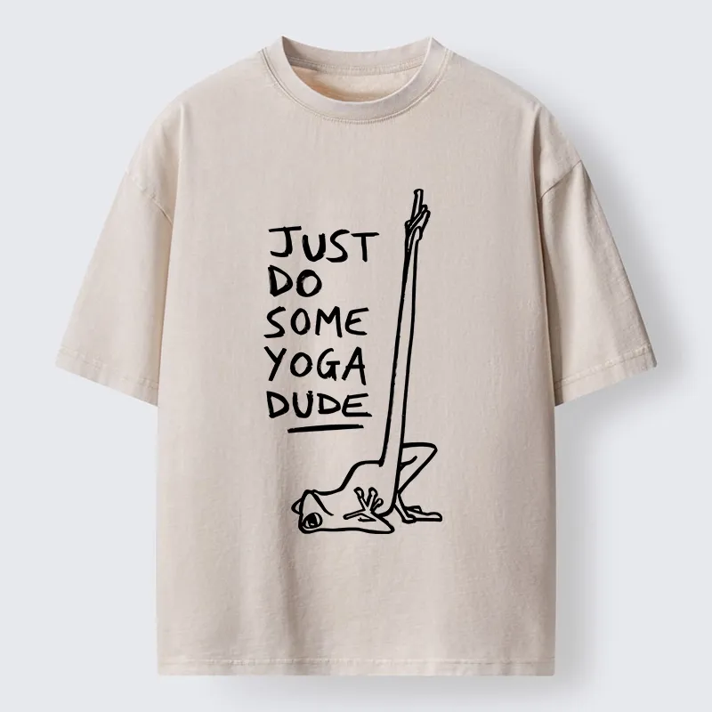 Tokyo-Tiger Funny Stretch Yoga Frog Takes Daily Workout Washed T-Shirt