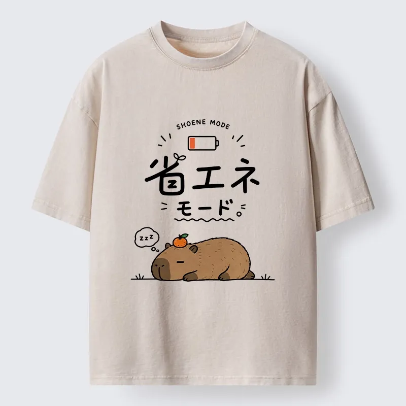 Tokyo-Tiger Capybara Naps Through Slow Lazy Days Washed T-Shirt Sale