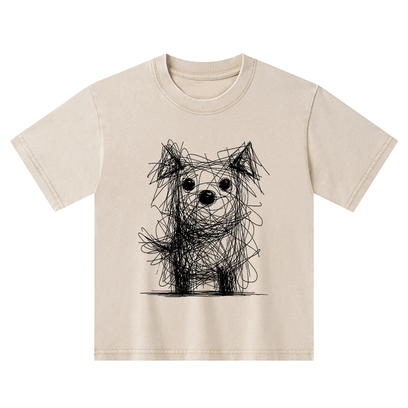 Tokyo-Tiger Scruffy Dog Chaos Art Kids Washed T-Shirt