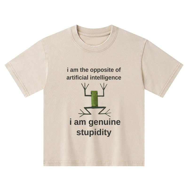 Tokyo-Tiger Genuine Stupidity Frog Meme Kids Washed T-Shirt