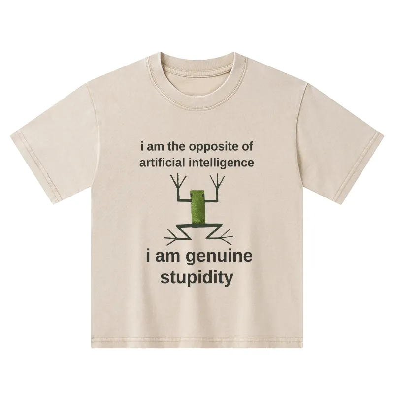 Tokyo-Tiger Genuine Stupidity Frog Meme Kids Washed T-Shirt Sale