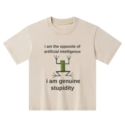 Tokyo-Tiger Genuine Stupidity Frog Meme Kids Washed T-Shirt
