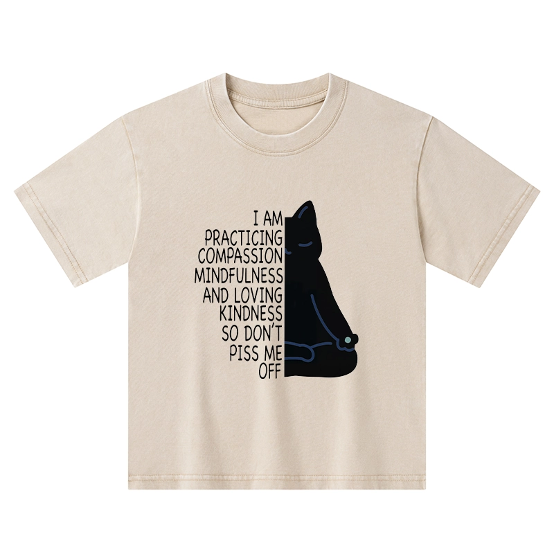 Tokyo-Tiger Calm Black Cat With Anger Issues Kids Washed T-Shirt